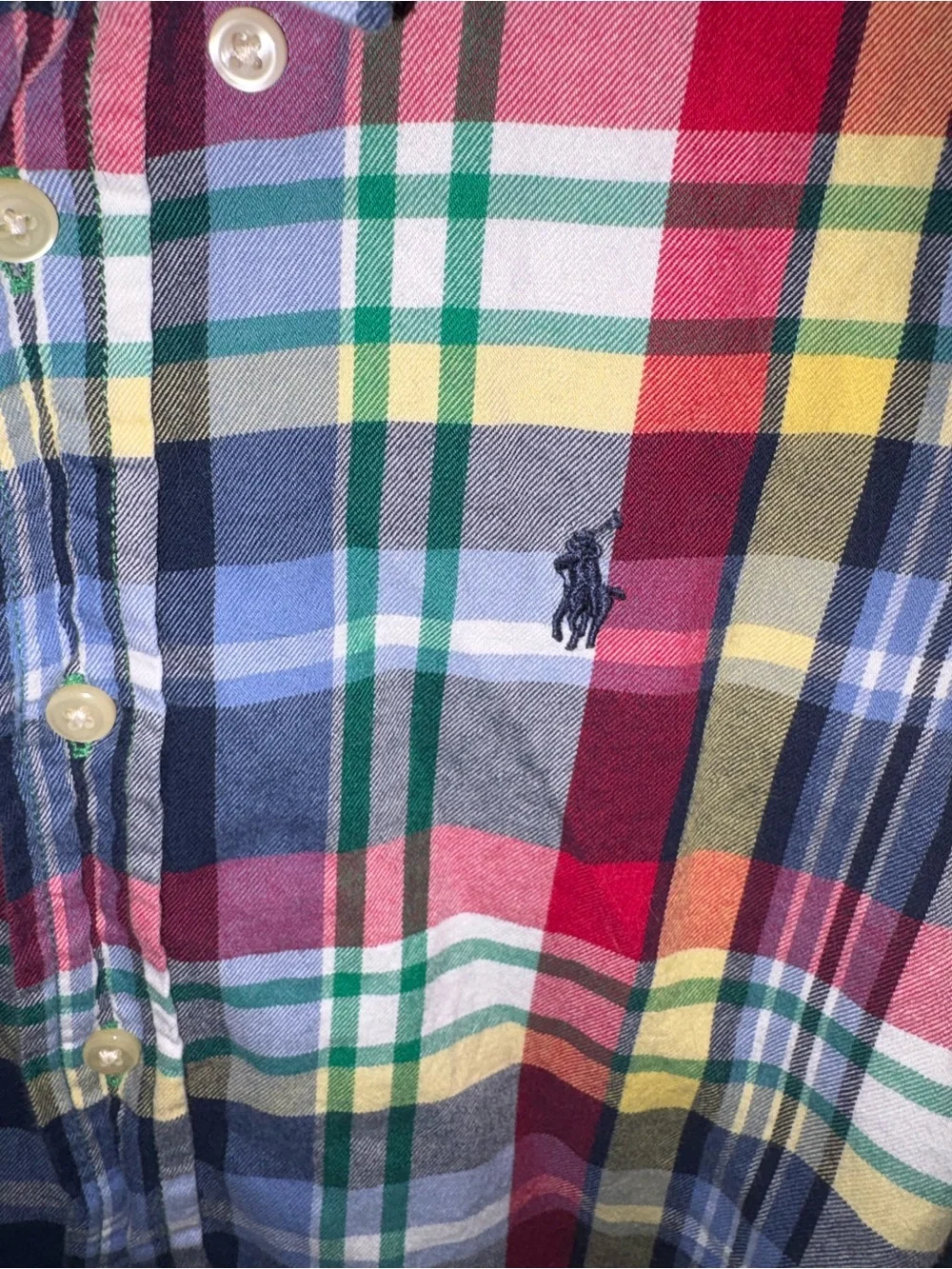 Ralph Lauren Multicolor Plaid Button-Down Shirt - Red, Navy, Green, Yellow